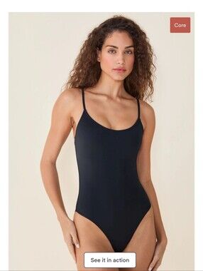 Andie The Amalfi 1 Piece Scoop Neck Black Swimsuit Size LT NWOT